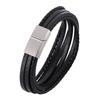 New Punk Style Stainless Steel Buckle Men's Bracelet  Leather Cord Charm Jewelry Bracelet Wristband