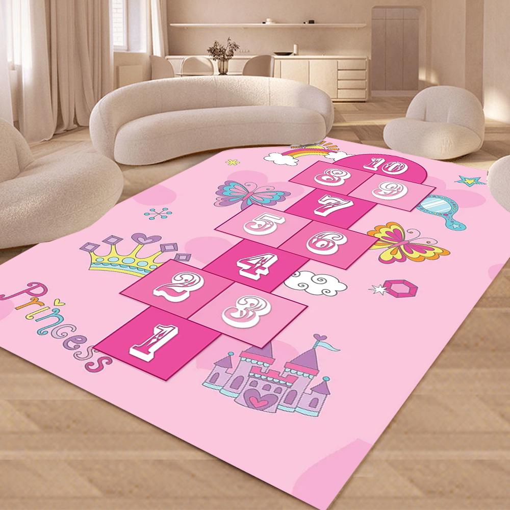 Hopscotch Rainbow Number Carpet for Living Room Home Decoration Sofa Area Rugs Non-slip Bedroom Rug Washable Door Mat