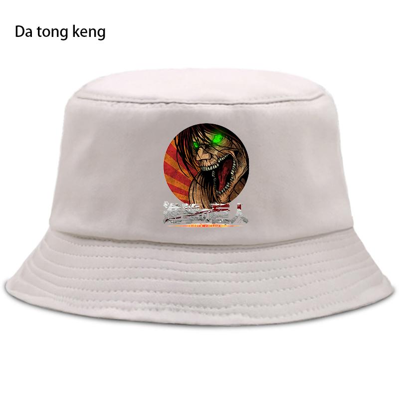 Летняя шляпа японского аниме «Атака Титанов», женская панама-ведро унисекс, дизайнерский плоский козырек, шляпа рыбака в стиле аниме 90-х годов