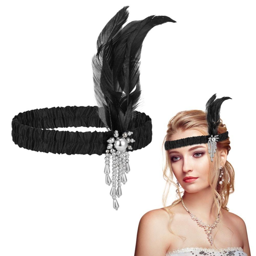 For Women Girls Costume Party Bridal Headpiece Headdress Gatsby Flapper Feather Headband