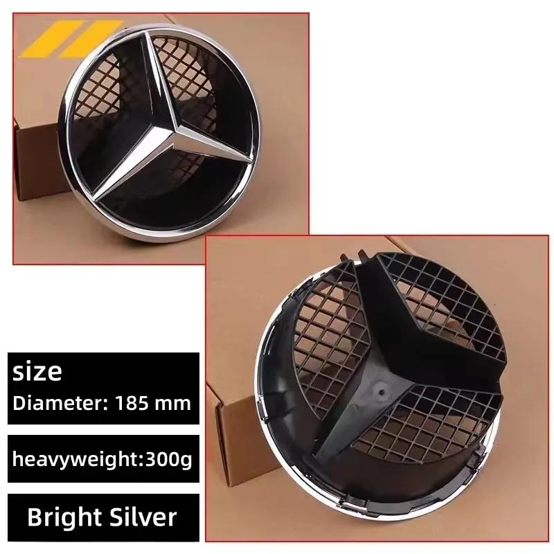 For Benz FS1Black border and silver border decoration W204 2006-2012 B/Vfor Mercedes Benz class 2005-10 Car Front Grilled Star Emblem Logo