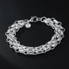 925 Silver Three-Row Chain Bracelet for Men and Women