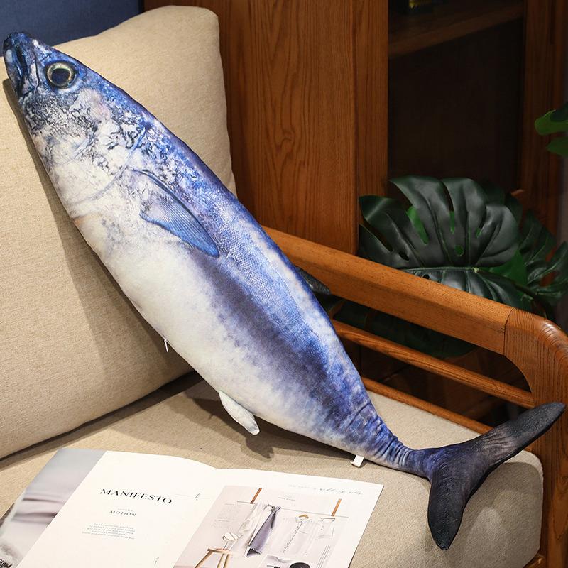 Simulation Sea Fish Plush Toy Saury Salmon Throw Pillow Doll Golden Gun Bream Grouper Cushion Doll
