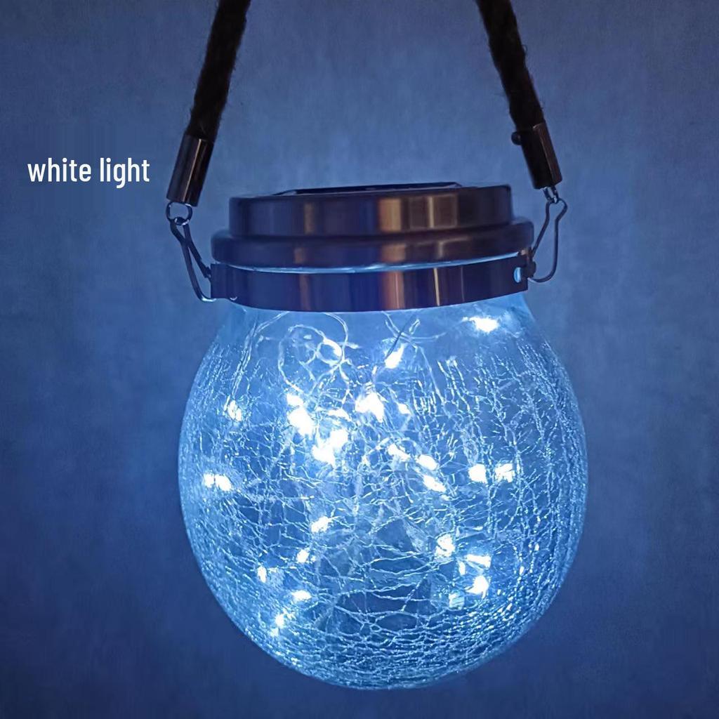 Solar-Powered Outdoor Garden Hanging Light - Glass Mason Jar Christmas Decoration