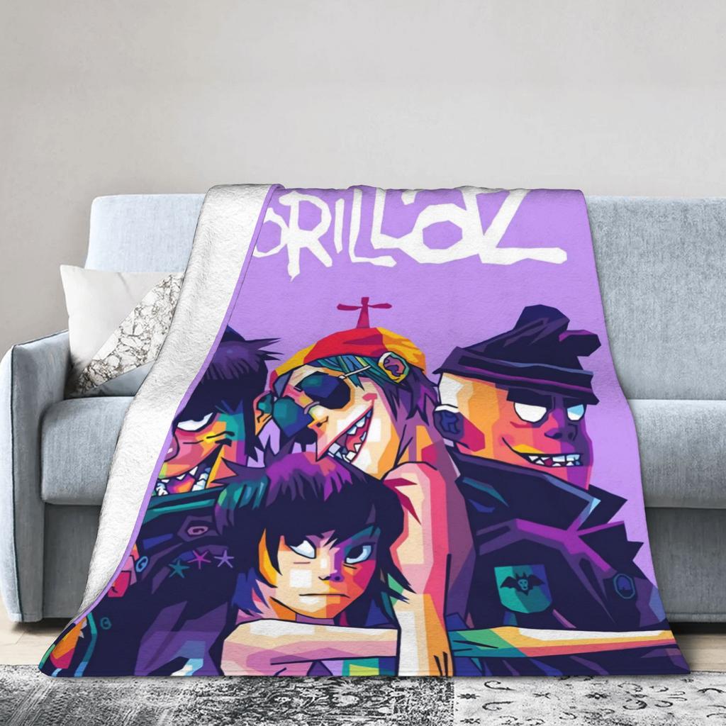 Одеяла музыкальной группы G-Gorillaz Супер теплые пушистые плюшевые одеяла для детей и взрослых, накидки для дивана, кресла, софы, кровати, покрывало