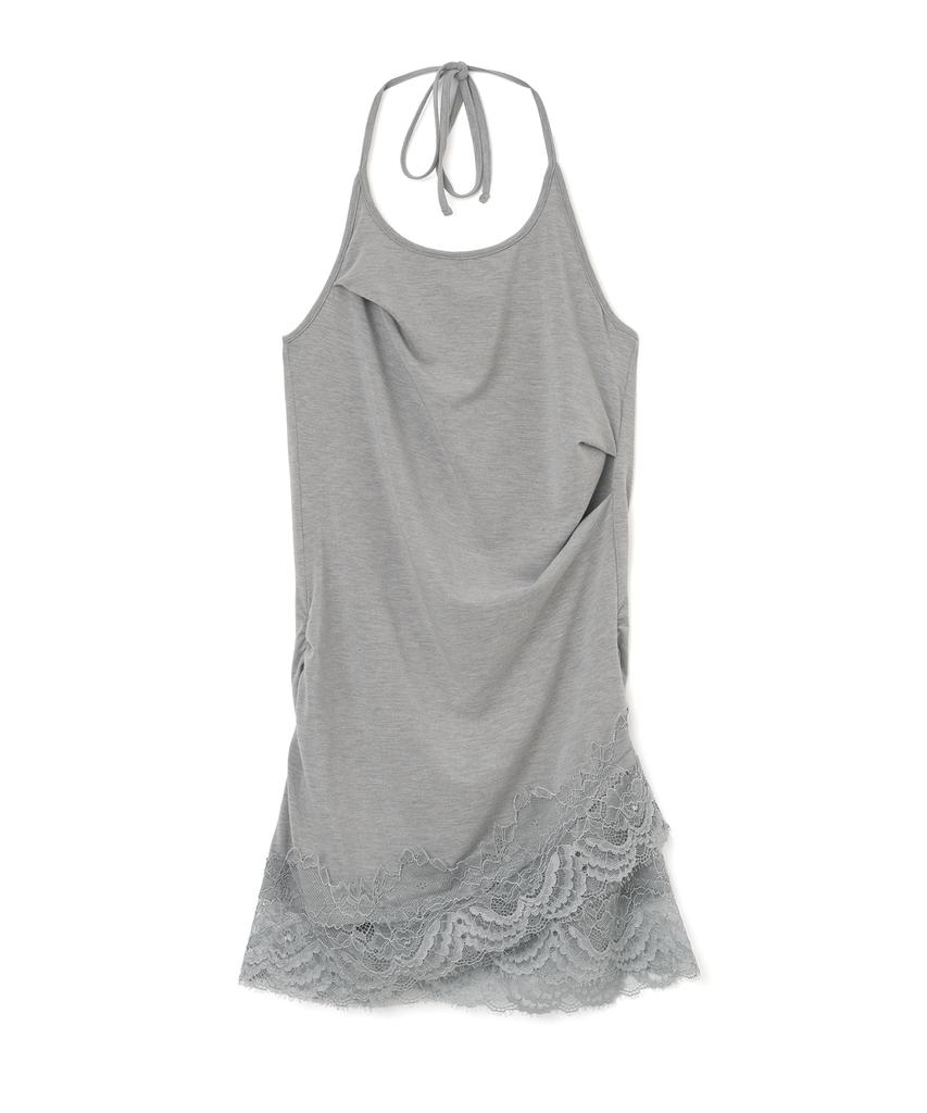 MILLO WOMEN Lace Halter Sleeveless Top [Gray]