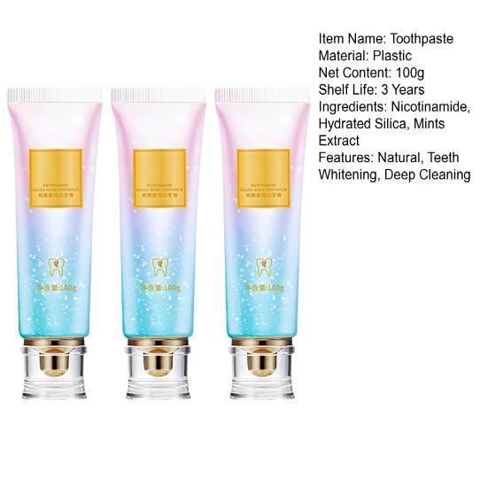 Yousheng 1/2/3Pcs 100G Nicotinamide Whitening Toothpaste Natural Mints Flavor Freshening Breath Stain Removal Sensitive Teeth Cleaning Brightening