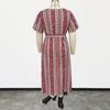 Summer Women's Dress Large Size Ethnic Style Striped Print Round Neck Short-sleeved Dress