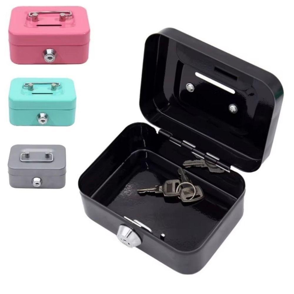 Mini Money Safe Case Metal Lock Box Coin Bank Lockable Cash Box Coin Collection