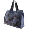 HERMES Chevault Tote Bag Blue / black canvas hose unisex Used