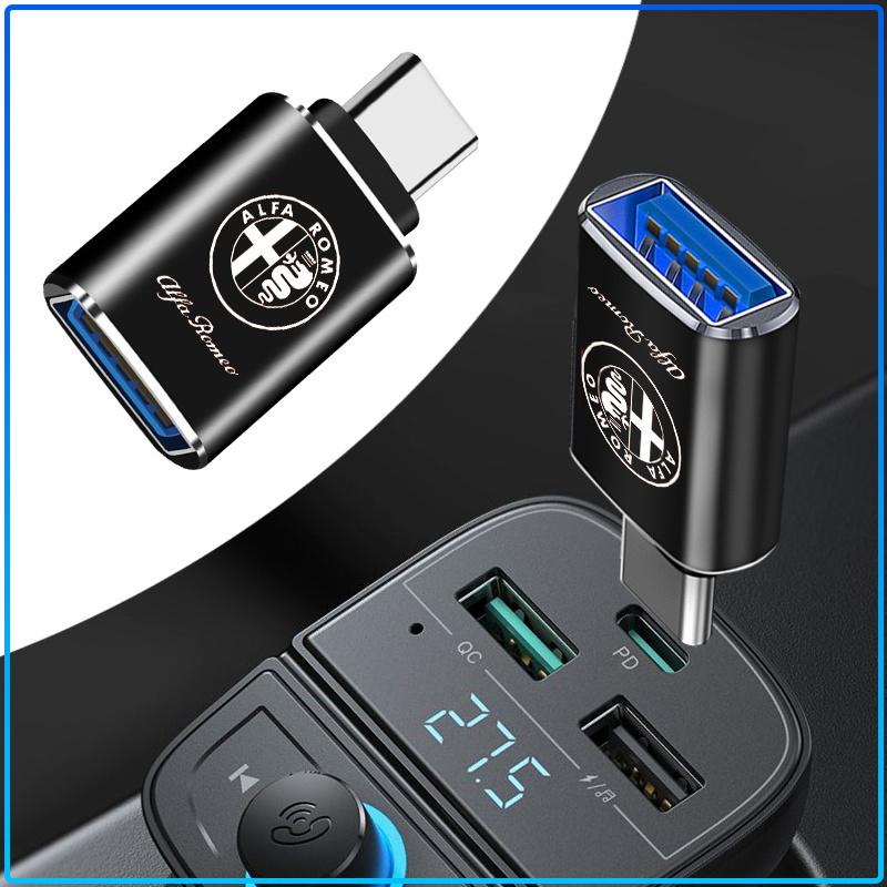 Автомобильный USB Type-C Кабель-конвертер Адаптер для зарядки Автоаксессуары Для Alfa Romeo 147 159 156 Giulietta Giulia Mito Spider Alpha Подголовник