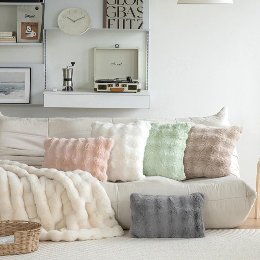 Плюшевая наволочка из искусственного кроличьего меха, теплая наволочка, простая наволочка для диванной подушки, домашний декор