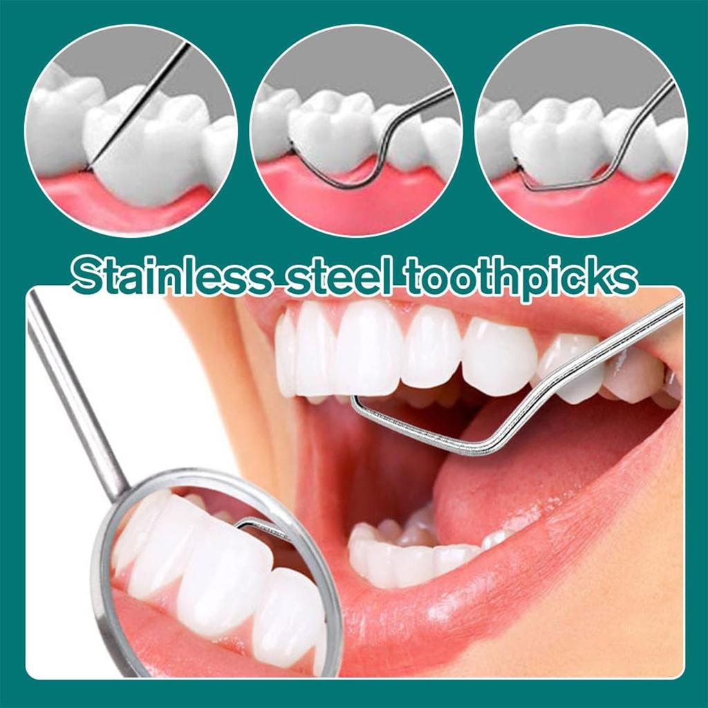 Набор зубочисток из нержавеющей стали, 7 штук, зубочистка, портативный инструмент для чистки зубов и ухода за полостью рта, портативный контейнер для хранения, зубная нить