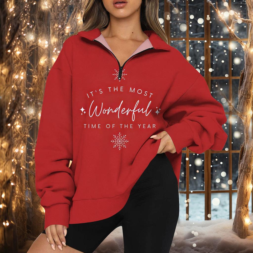 Женская мода повседневная толстовка с длинным рукавом и принтом на молнии с высоким воротом и заниженными плечами