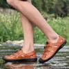 Summer Men's Hollow Leather Beach Sandals Closed Toe Slippers For Men Flip Flops Outdoor Casual Beach Shoe Wide Big Size