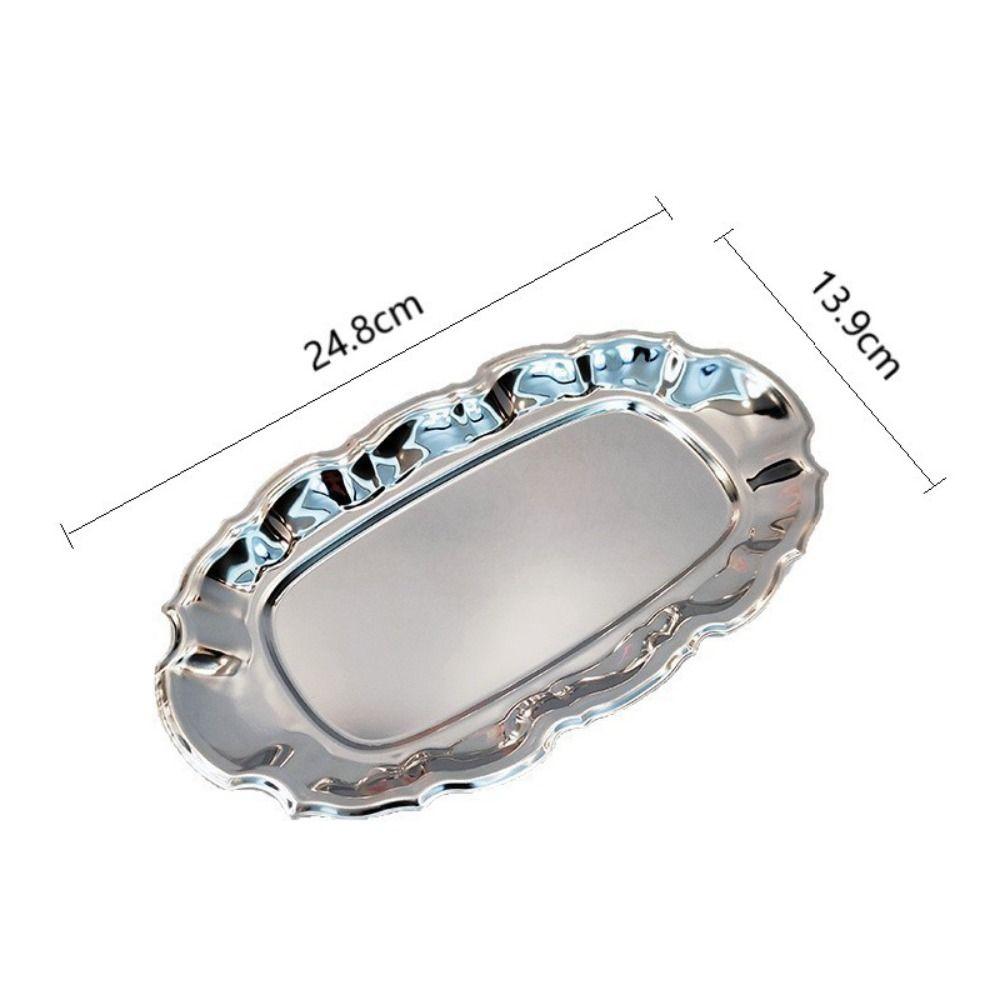 Irregular Cake Tray Stainless Steel Jewelry Storage Plate Vintage Dessert Plate Home Decoration