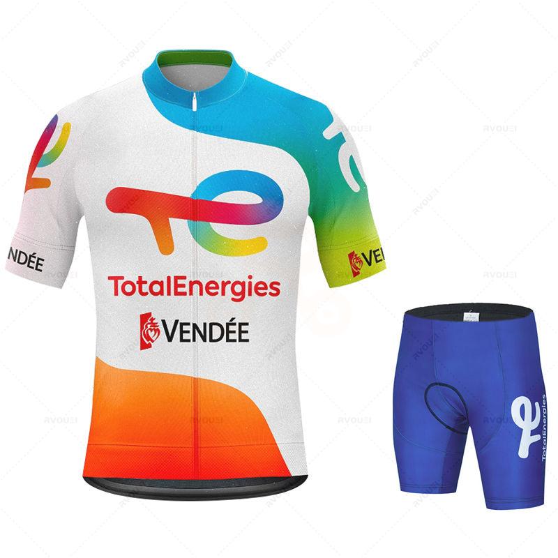 Total Energies Cycling Jersey Set Summer Short Sleeve Breathable Bicycle Men's Bike Clothing Maillot Ropa Ciclismo Uniform Suit