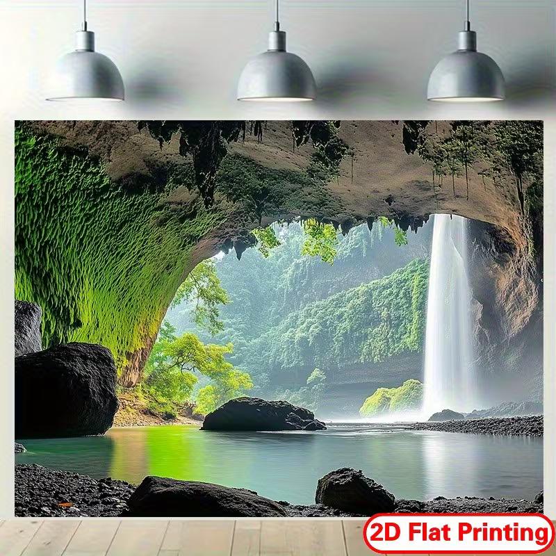 2D тропическая пещера водопад гобелен природа пейзаж фон ткань для гостиной