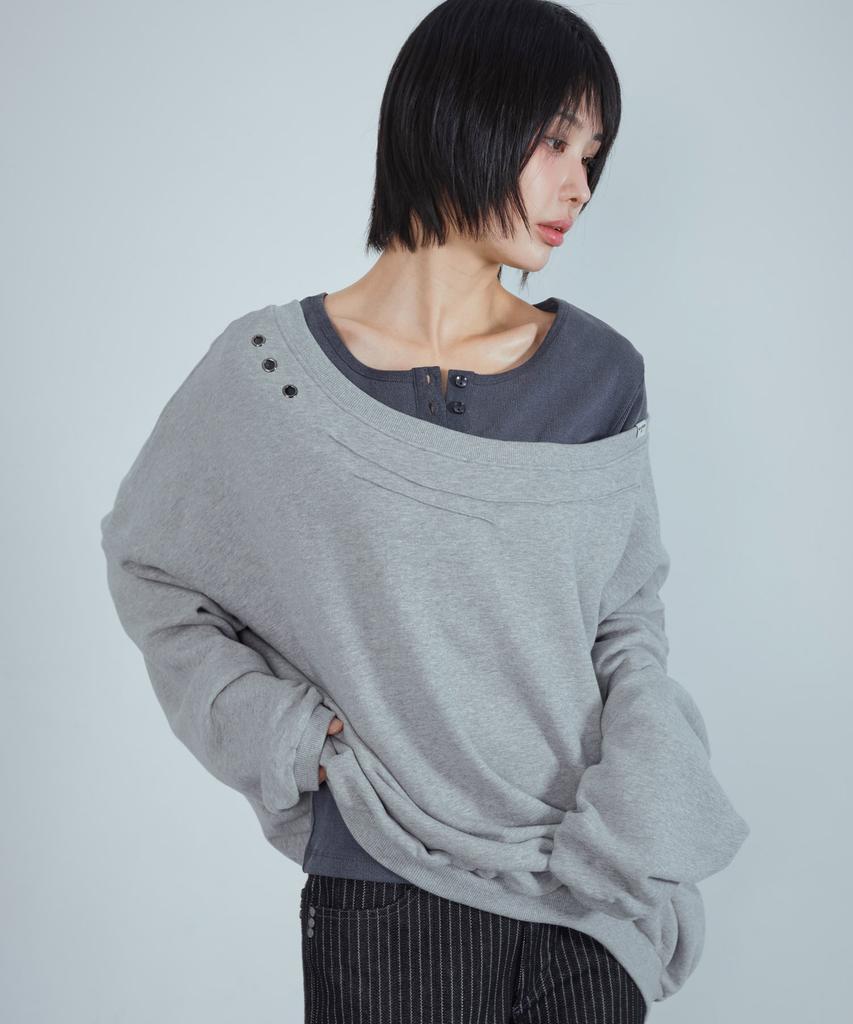 KIJIKO Ke312. Eyelet Pinch Sweatshirt Melange Gray