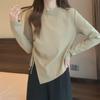 2025 Spring Women's Korean Long-Sleeve T-shirt: Slim Fit, Irregular Design, Drawstrings