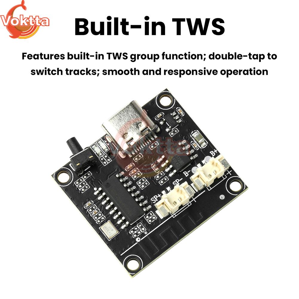 DC5V 3W Bluetooth Amplifier Module Adjustable Tuning Bluetooth Power Amplifier Type C interface supports TF Memory Card Playback