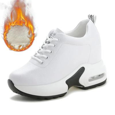 Мода 2024 Натуральная кожа Платформа Танкетка 10 см Кроссовки Зимняя массивная обувь для женщин Осенняя обувь Весенние кроссовки для ходьбы Мода