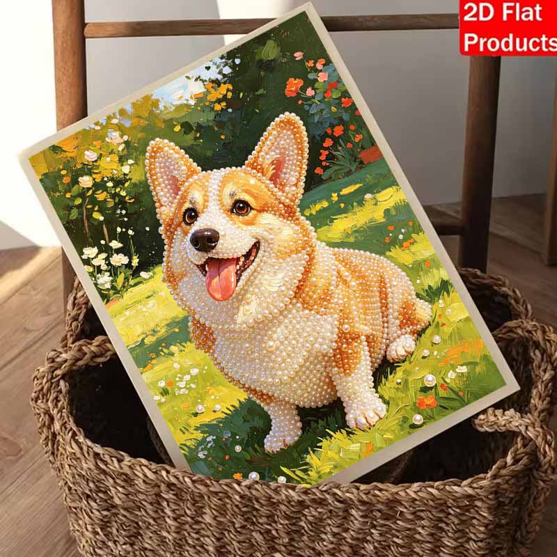 Pearl painting kit Corgi dog art handmade DIY home decoration painting