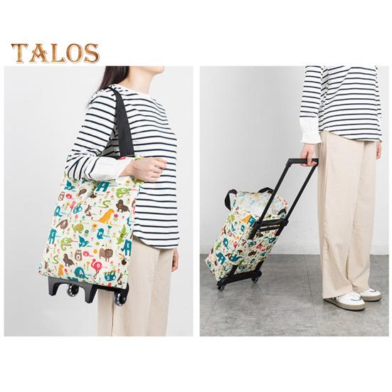 Grocery Cart with Wheels Collapsible Rolling Shopping Cart 2-in-1 Folding Design Portable Bag Waterproof Stair Climbing Telescoping Trolley Tote Bag