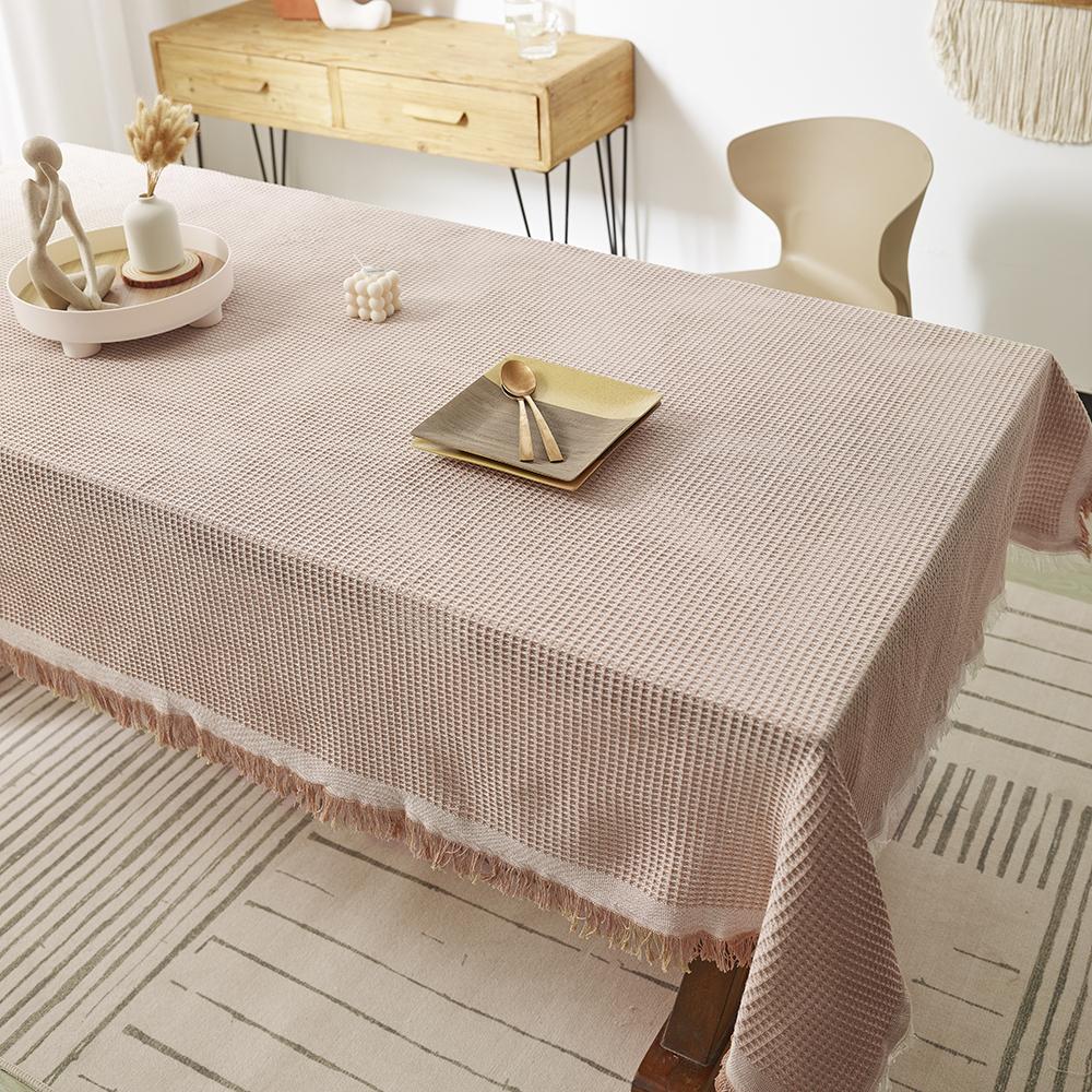 Rustic Cotton Linen Square Tablecloth With Tassels For Kitchen Dining Room Wedding And Picnic Decor