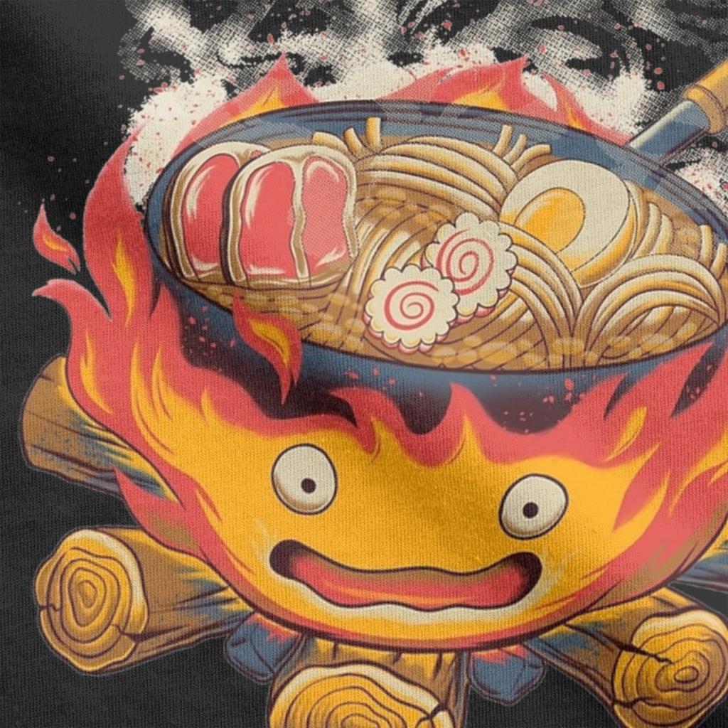 Мужские футболки Howled Ramen Movings Fire Demon Castles, 100% хлопок, винтажные футболки с круглым вырезом, новое поступление футболок