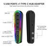 6-портовый USB-хаб, зарядное устройство, адаптер-конвертер с RGB-подсветкой, концентратор для расширения, удлинитель для передачи данных для PlayStation 5 Pro/Slim