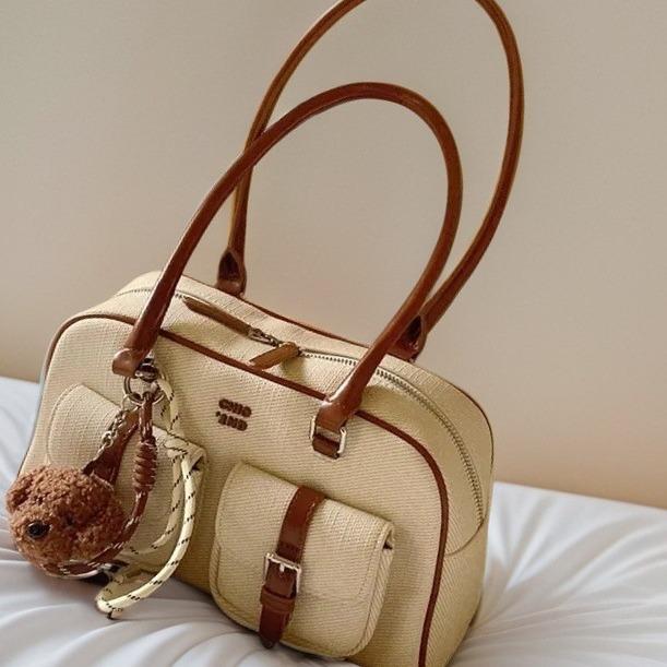 Сумка-подушка в стиле ретро из риса коричневого цвета 2024 года, новая летняя универсальная модная сумка через плечо