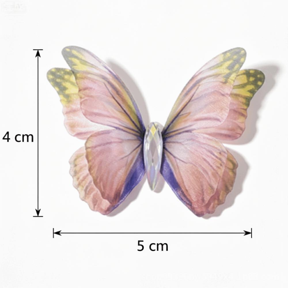 50Pcs Colorful Chiffon Tulle Butterfly Patches Clothes Sewing Patch Bridal Hair Accessories