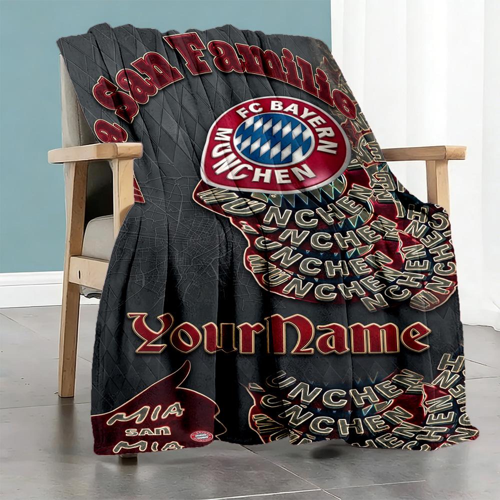 Bayern Munich Personalized Text Blanket Lightweight Personalized Blanket Durable Comfort Throw For Office Couch Seaside Livingroom for All Occasions