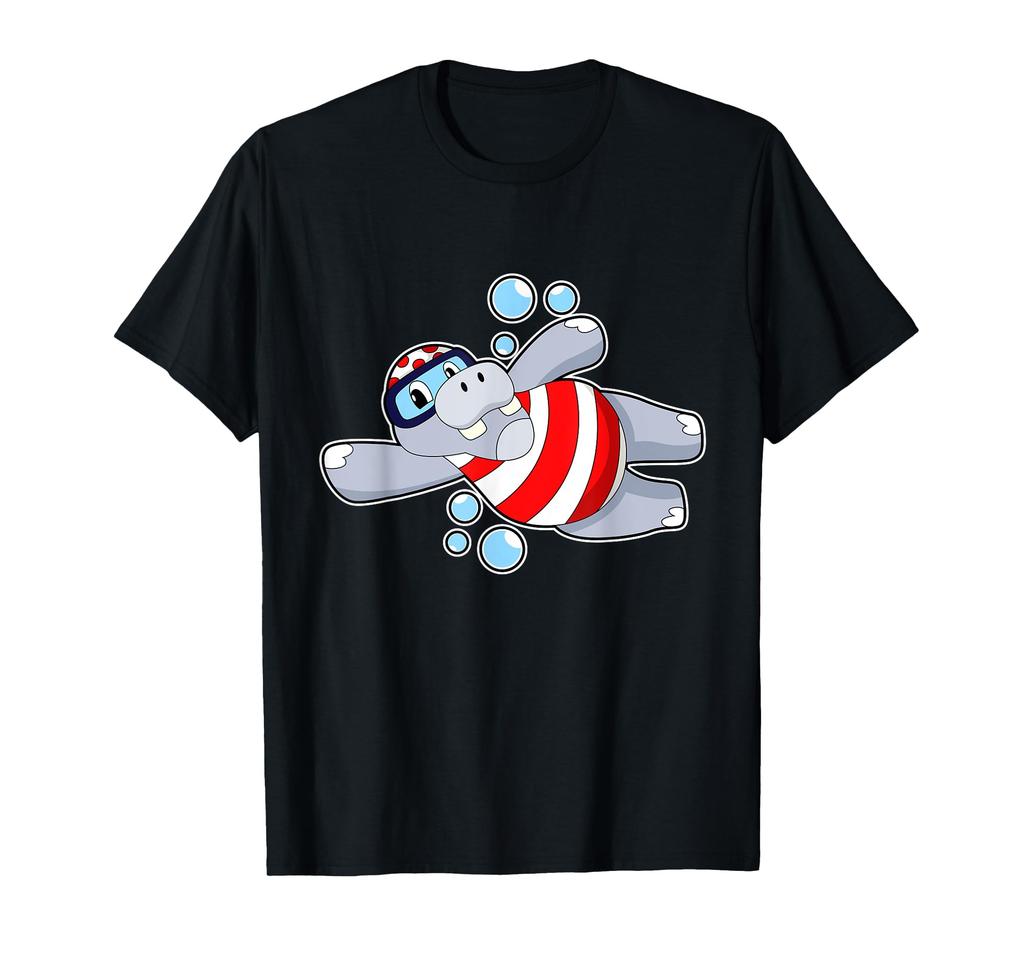 Hippo Diver Swimming Goggles Diving T-Shirt