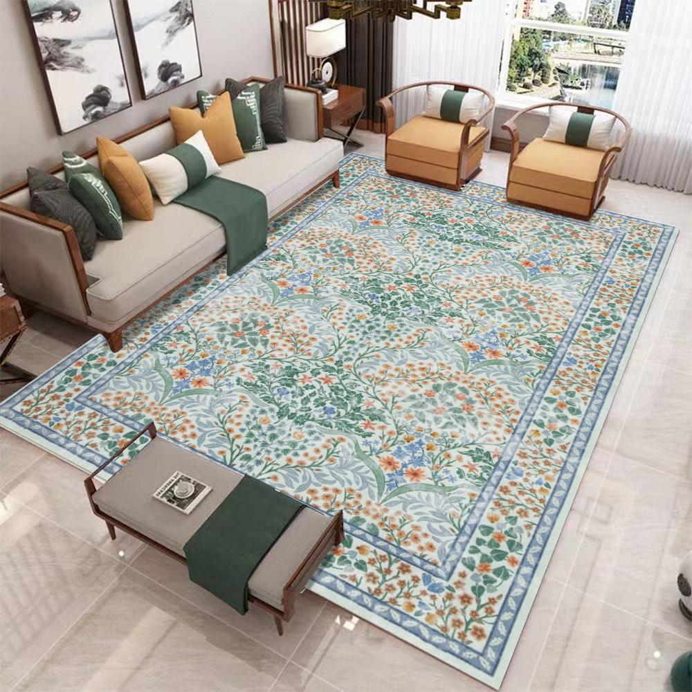 Retro Boho Persia Floral Plants Carpet Living Room Bedroom Balcony Sofa Table Door Entrance Rug Non-slip Washable Home Decor Mat