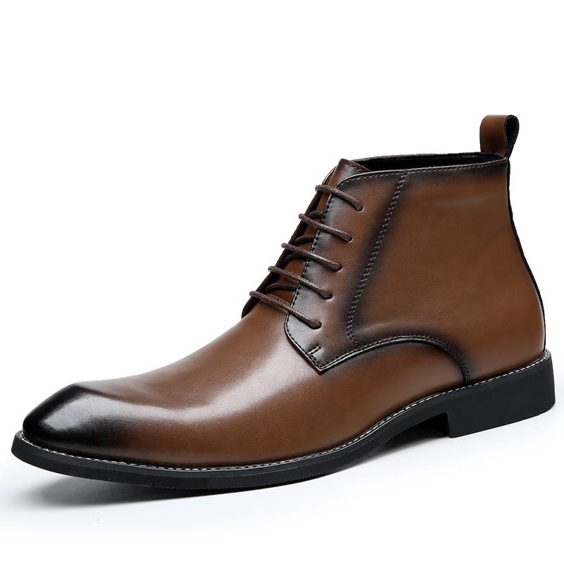 Модные мужские туфли в винтажном стиле, удобные мужские кожаные повседневные ботинки, деловые туфли, высокие мужские ботильоны на шнуровке, базовые ботинки