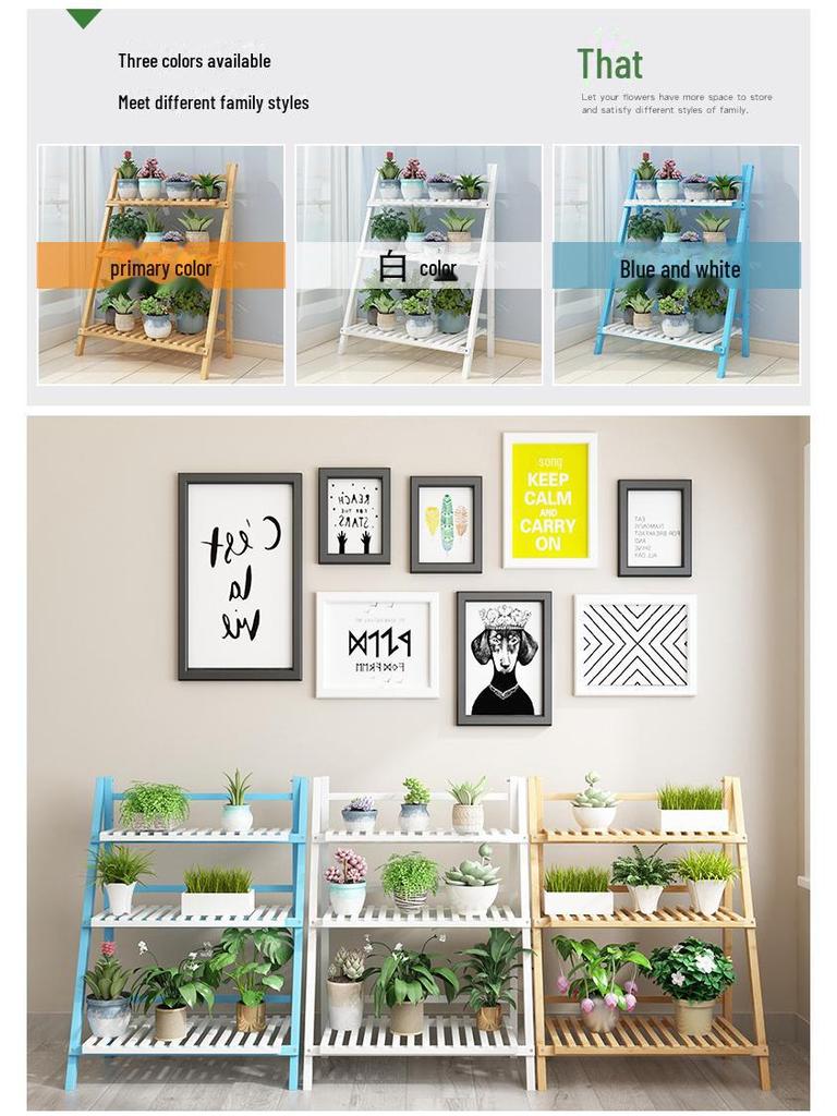 Складная многослойная подставка для цветов из бамбука: Внутренние и наружные экспозиции суккулентов и растений