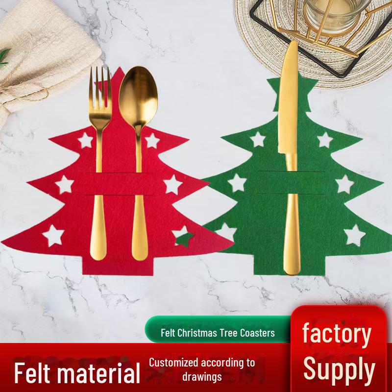 Подставка для столовых приборов из фетра на Рождество - Декор стола