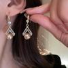Pinkdudu Fashion Champagne Imitated Pearl Geometric Drop Earrings Romantic Luxury Inlaid Zircon Earring for Women Jewelry PD1350
