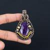 Аметистовый кулон, ювелирное изделие из драгоценного камня, кулон, обернутый медной проволокой 999 пробы, подарок для женщин, кулон ручной работы