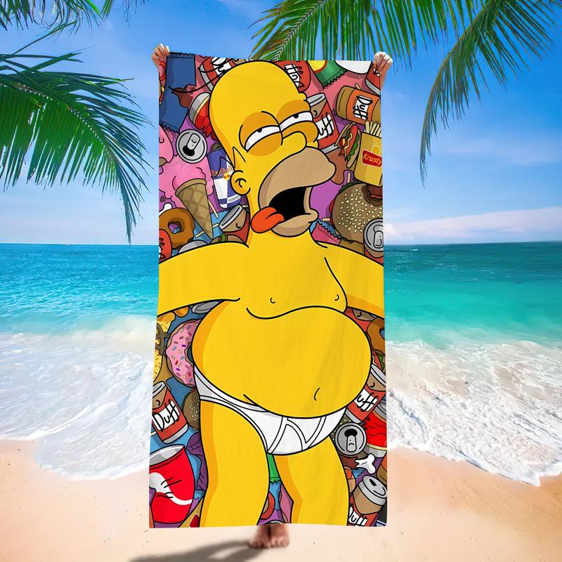 Popular Anime Cartoon Simpson Beach Towel Microfiber Quick-Drying Towel Strong Absorbent Bath Towel