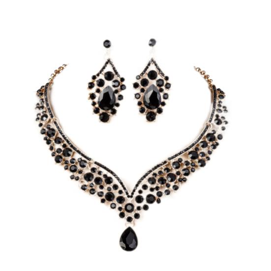 1 компл. свадебные серьги, ожерелье, капли воды, стразы, ювелирные изделия, геометрический регулируемый комплект ювелирных изделий для свадьбы