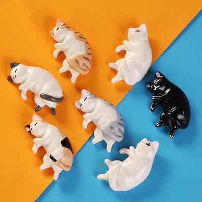 6 шт. кавайные смоляные мини-фигурки спящих кошек, миниатюрные вещи, статуи, предметы домашнего декора для кукольного домика, аксессуары для стола