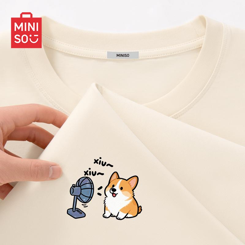 MINISO Мужская повседневная футболка с коротким рукавом из чистого хлопка