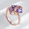 Этническое Обручальное Кольцо Для Женщин Модное Цвет Розового Золота С Блестящим Фиолетовым Натуральным Цирконом Повседневное Изысканное Винтажное Ювелирное Изделие