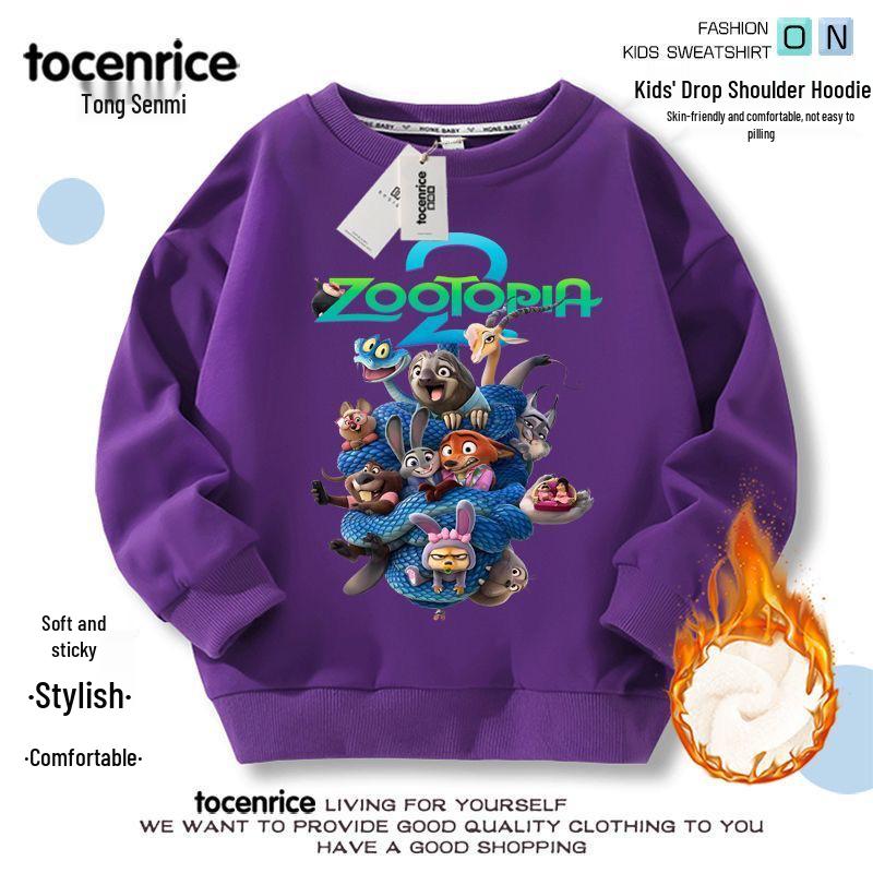 Zootopia 2 Kids' Hoodie: Nick Wilde & Judy Hopps, Autumn/Winter Long Sleeve Base Layer for Boys & Girls, Sizes 8.