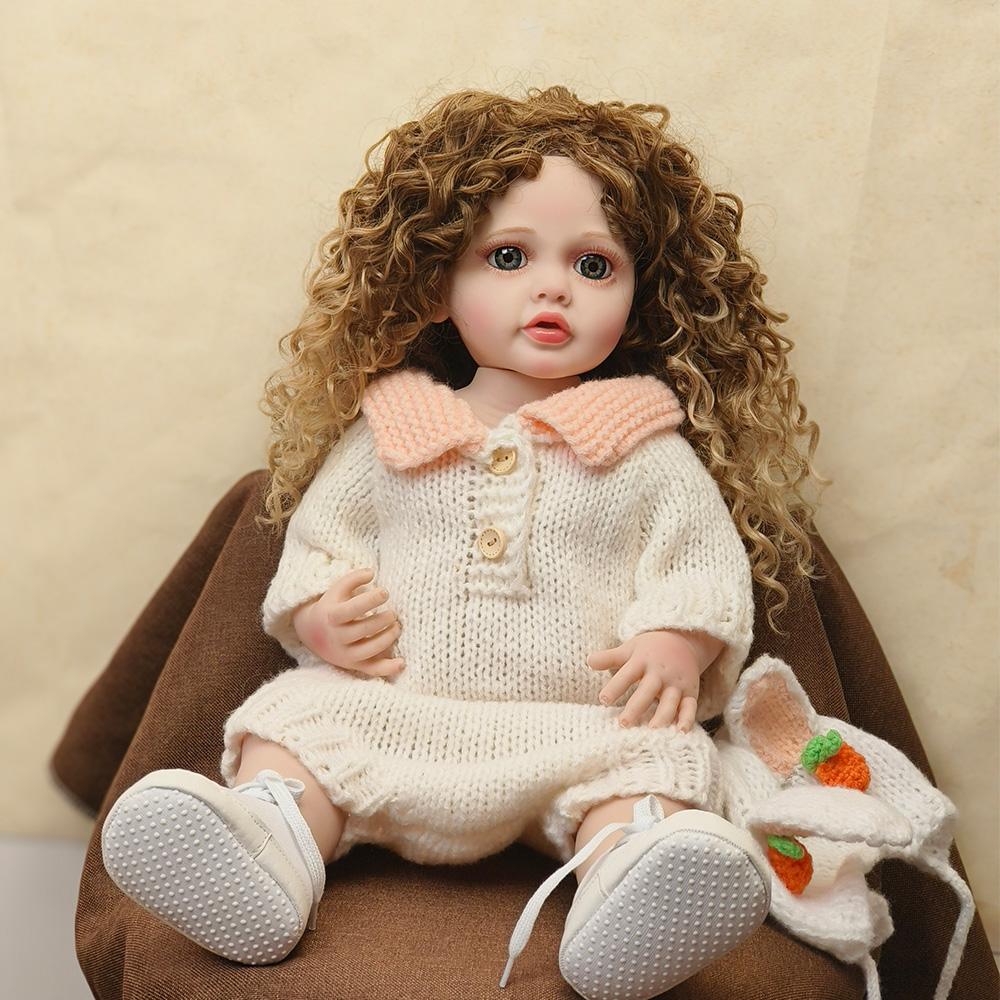 55 см Reborn Baby Princess, мягкие силиконовые куклы всего тела, гибкие, мягкие на ощупь, вьющиеся волосы, модная кукла для девочек, подарочная игрушка