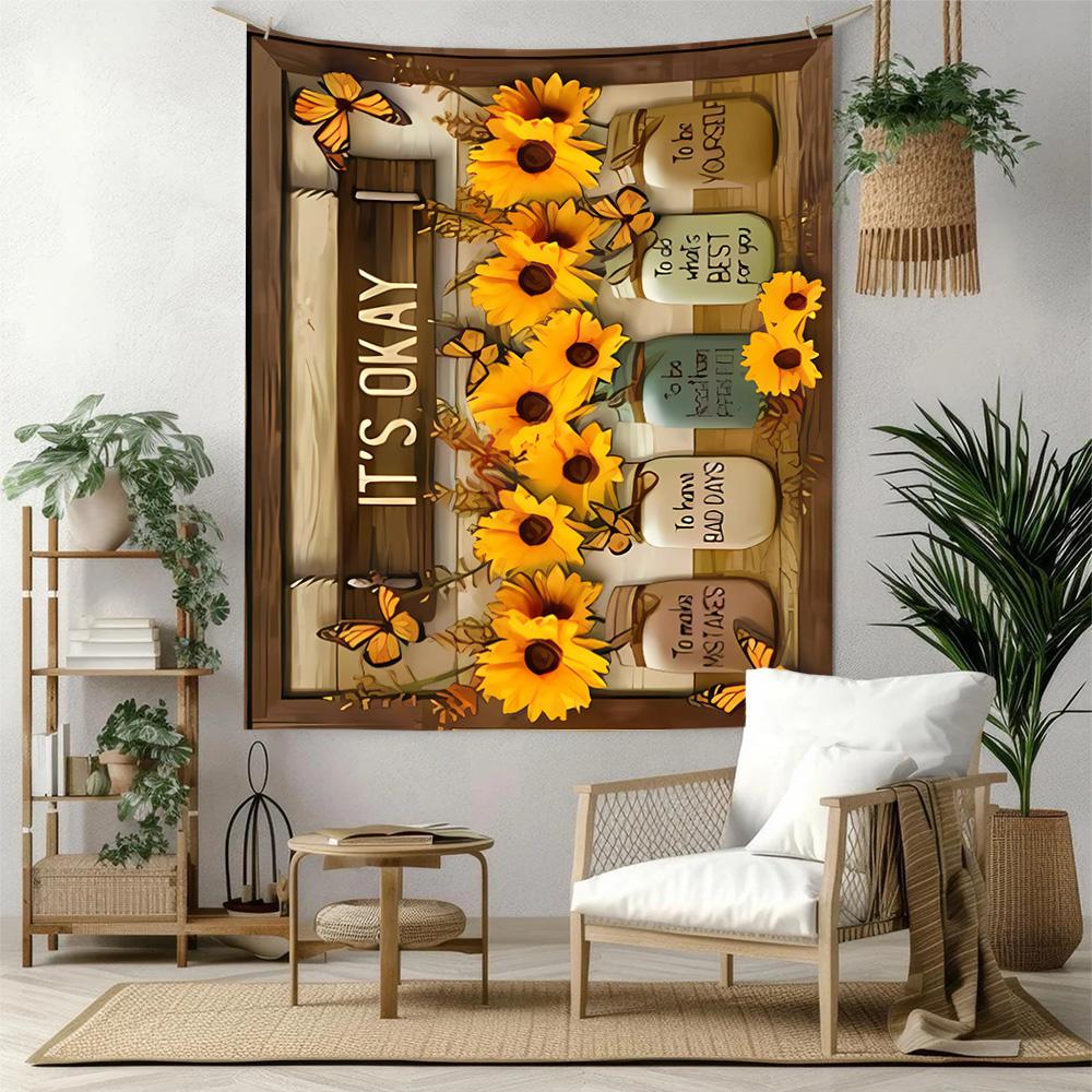Sunflower Wall Decor Tapestry Art For Pet Memorial Birthdaywedding Party Backdrop Family Gift