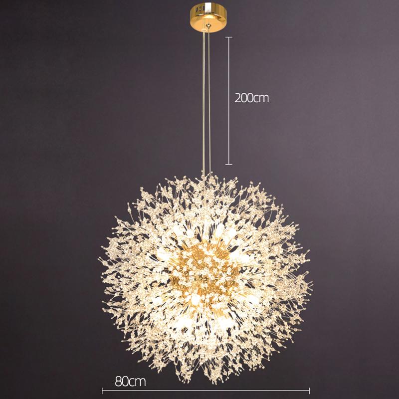 New Modern Crystal Dandelion Chandelier Lighting Pendant Light for Living Room Dining Home Decoration Led Ceiling Hanging Lamp